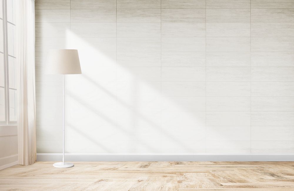 Room wall editable mockup, lamp design