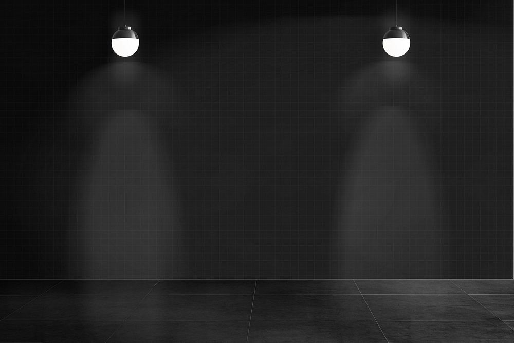 Wall editable mockup with spotlight 