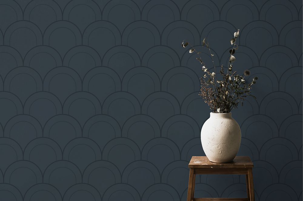 Interior wall mockup, flower vase 