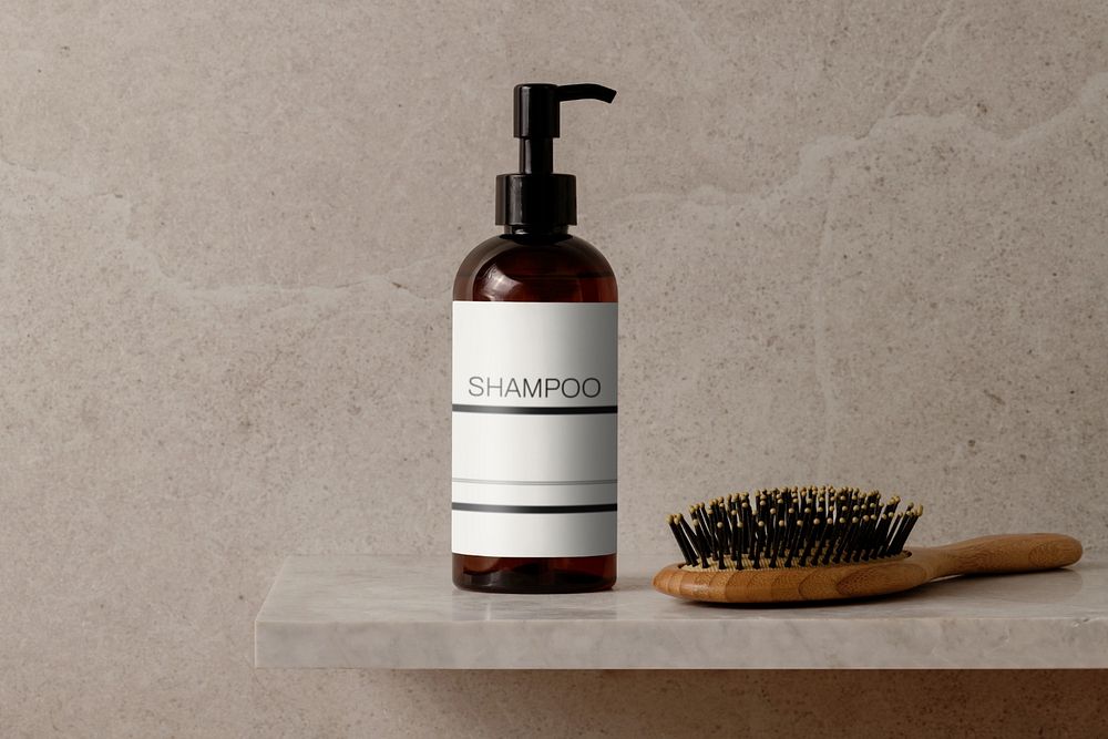 Shampoo haircare bottle mockup, customizable label