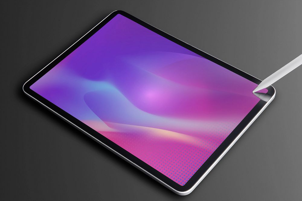 Tablet screen mockup, editable gradient design