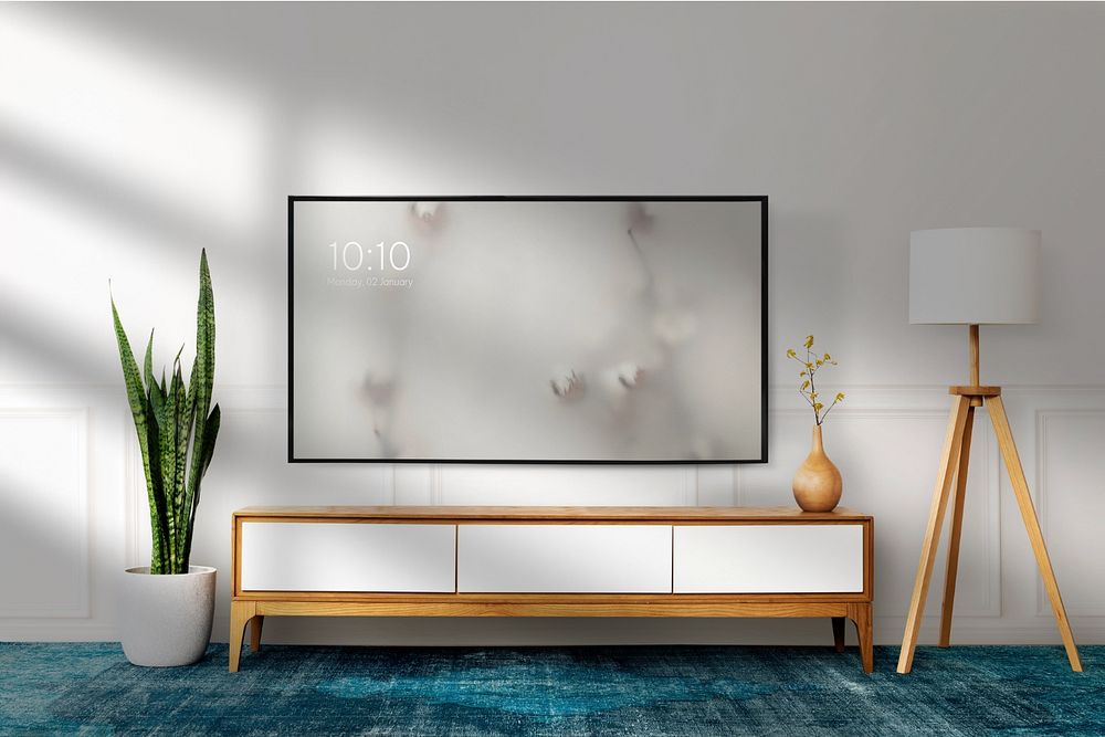 Smart TV screen mockup, editable technology