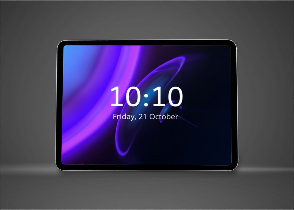 Tablet screen mockup, customizable gradient design