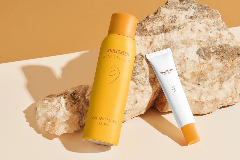 Sunscreen mockup, customizable skincare packaging