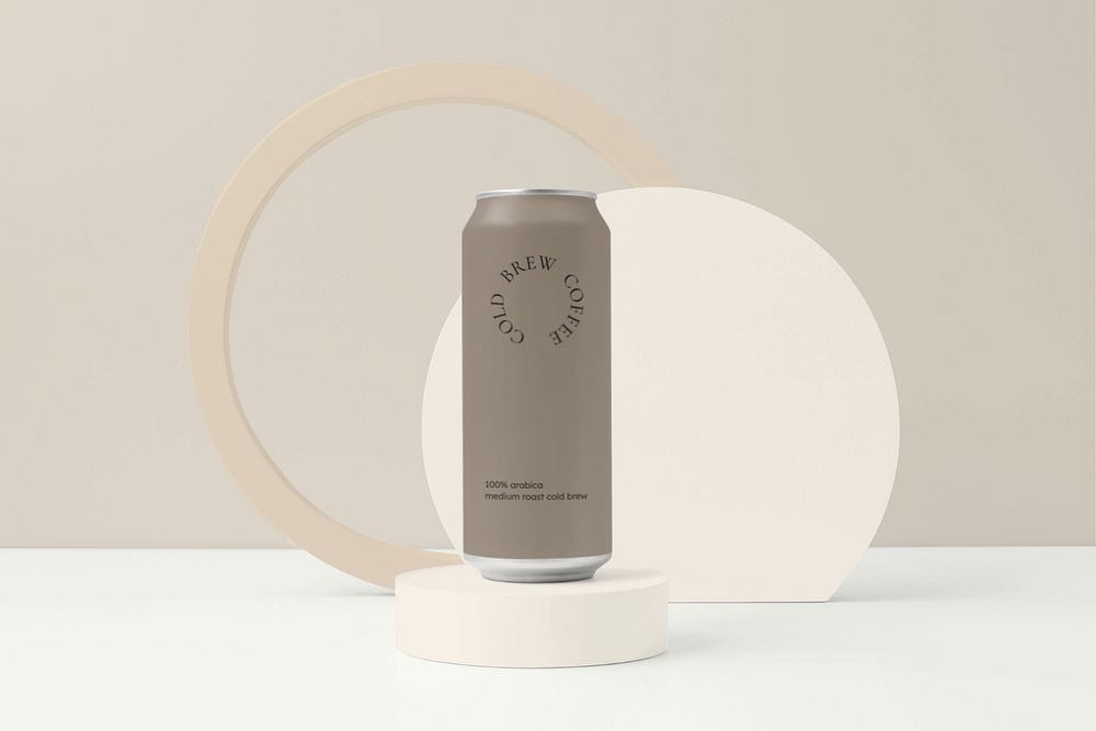 Can mockup, editable drink product backdrop