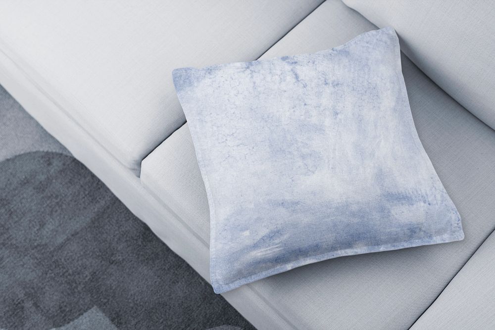 Cushion pillow cover mockup, editable interior design