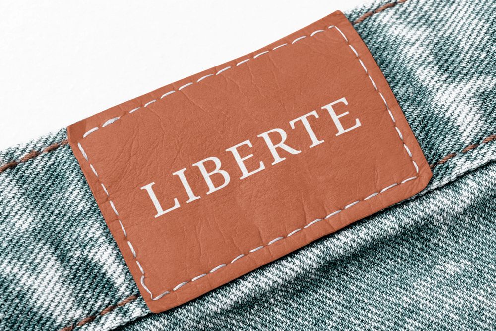 Jeans label mockup, editable design