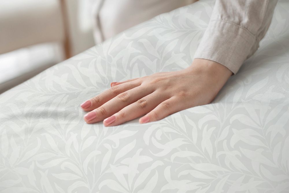 William Morris patterned bedsheet mockup, editable design