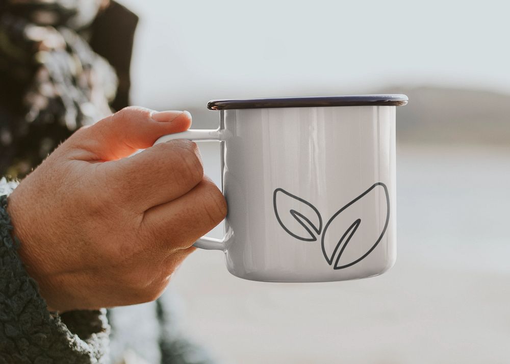 Camping mug mockup, editable design