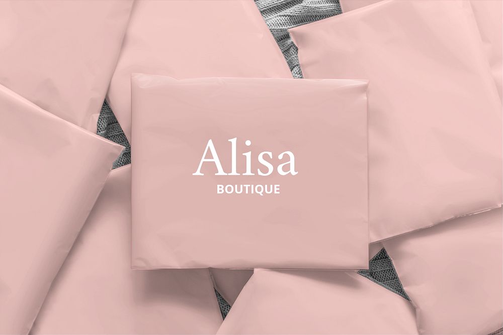 Pink mailing bag mockup, editable design