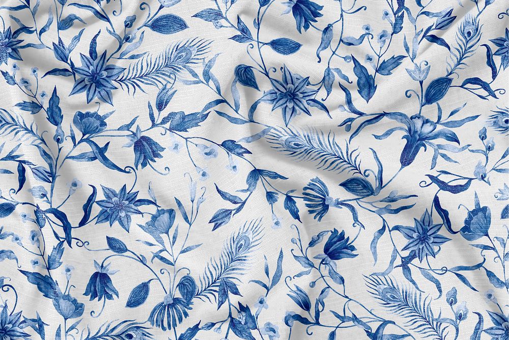 William Morris patterned fabric mockup, editable design