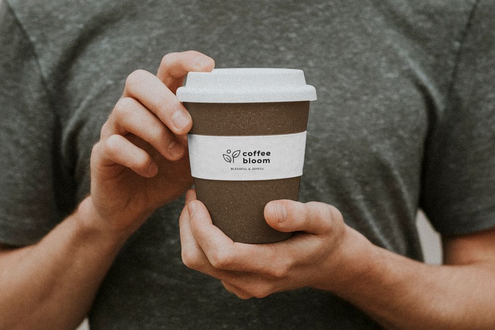 Reusable coffee cup mockup, editable design