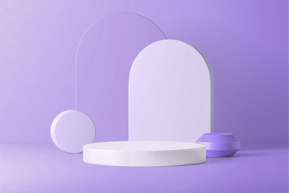 Pastel purple 3D product background mockup, arch shape, editable design