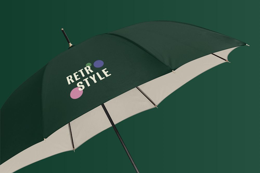 Green umbrella mockup, editable design