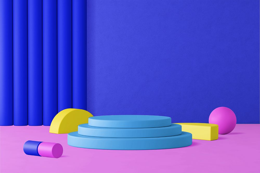 Purple modern product background mockup, 3D podium, editable design