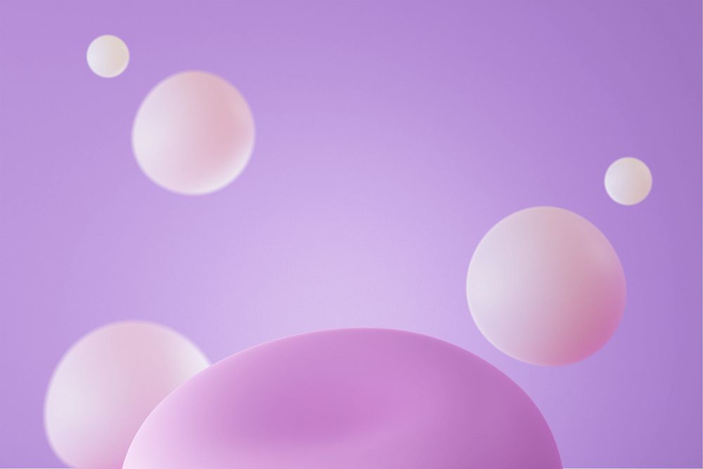 Purple bubble product backdrop mockup, cute 3D, editable design