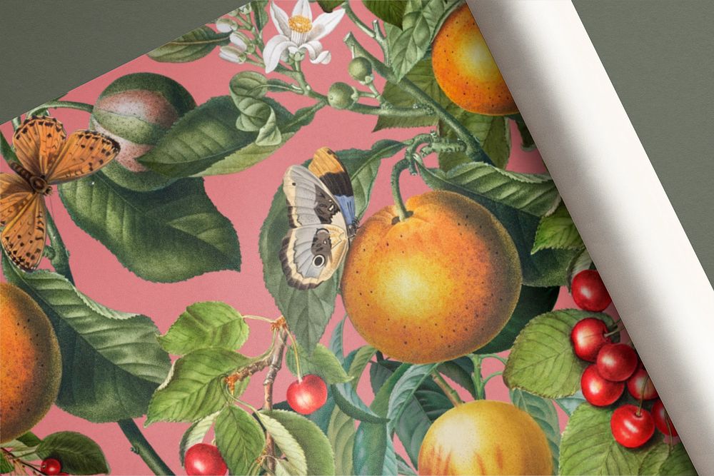 Wrapping paper mockup, vintage botanical pattern, editable design