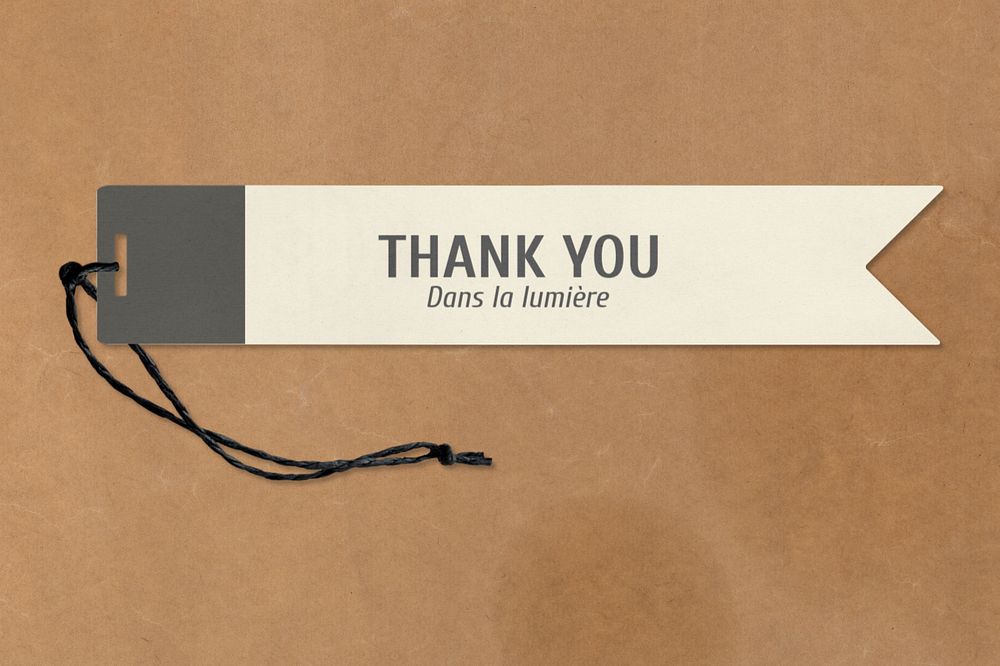 Editable thank you tag mockup, stationery collage element design