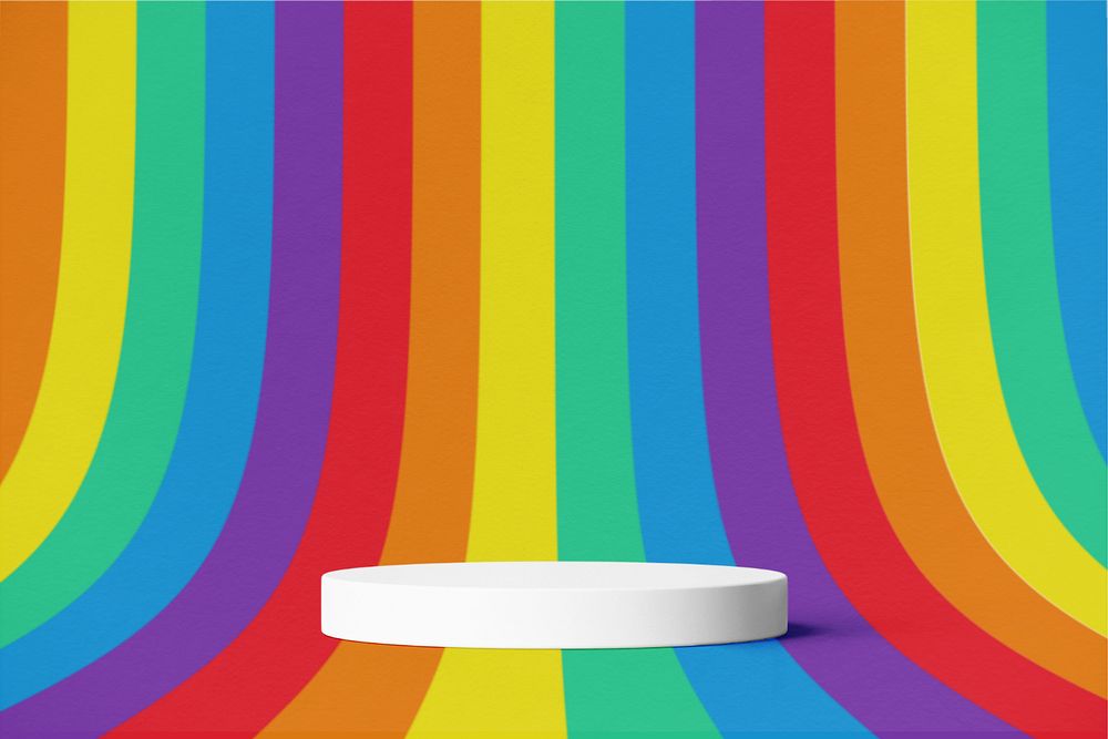 Rainbow product background mockup, colorful 3D base, editable design