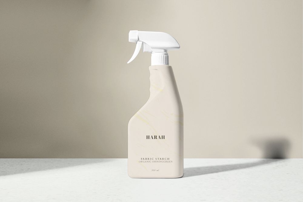 Spray bottle mockup, editable beige design