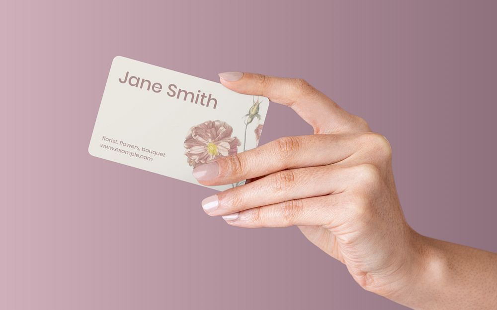 Floral business card mockup, editable corporate identity design