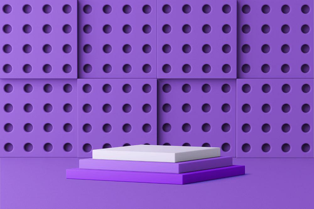 Toy brick product background mockup, 3D purple, editable design