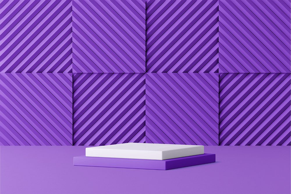 Acoustic foam product background mockup, 3D purple, editable design