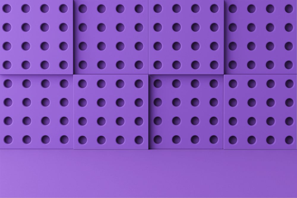 Toy brick product background mockup, 3D purple, editable design