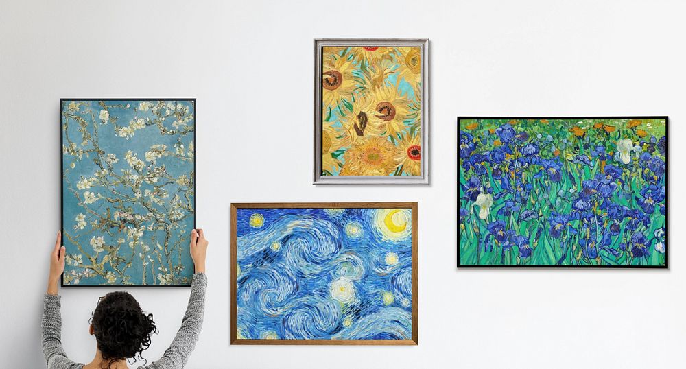 Gallery wall mockup, editable Van Gogh’s famous paintings, remixed by rawpixel