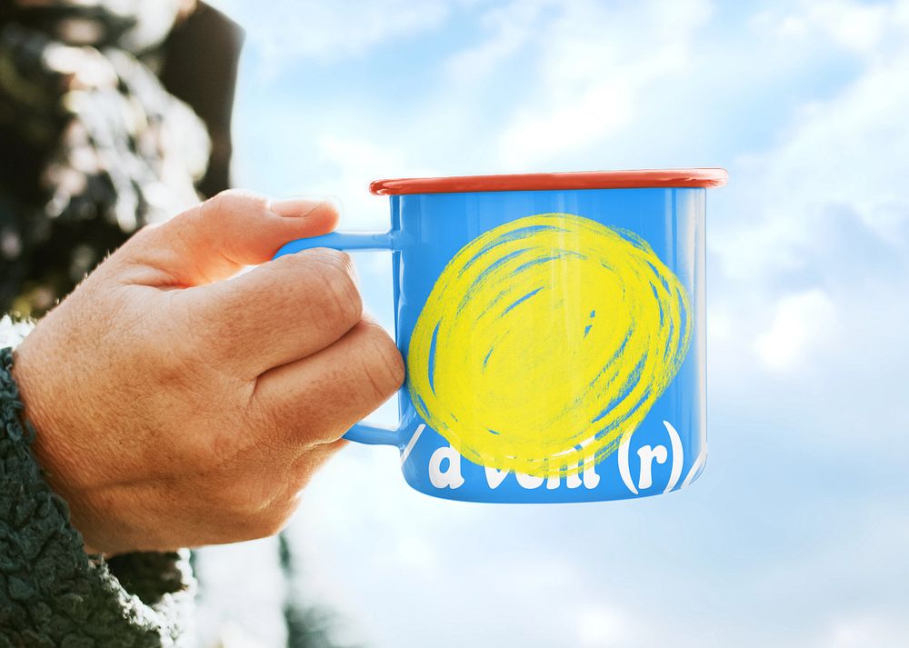 Editable enamel mug mockup, camping tool