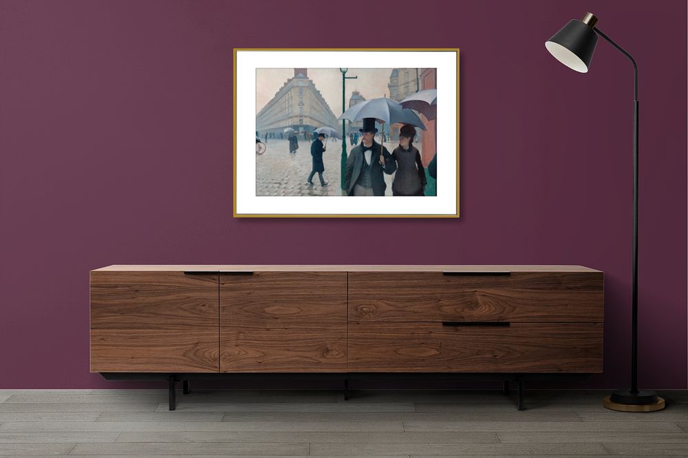 Photo frames mockup, editable Gustave Caillebotte's paintings on the wall