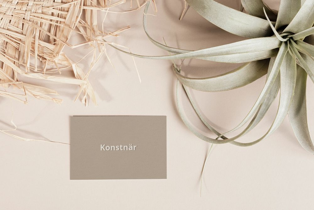 Aesthetic minimal business card mockup, editable flat lay design