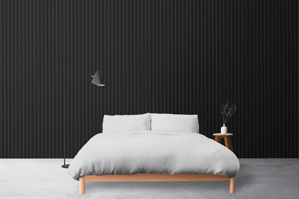 Bedroom wall mockup, editable modern interior