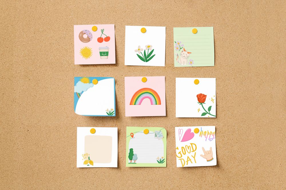 Cute note paper mockup, editable mood board design