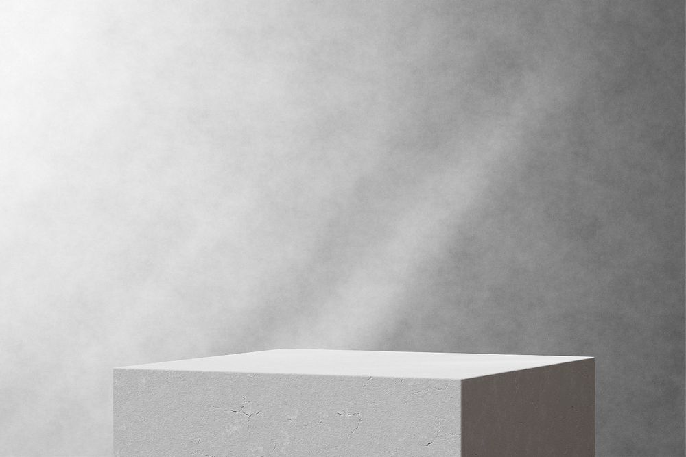 Square podium product backdrop mockup, gray 3D, editable design