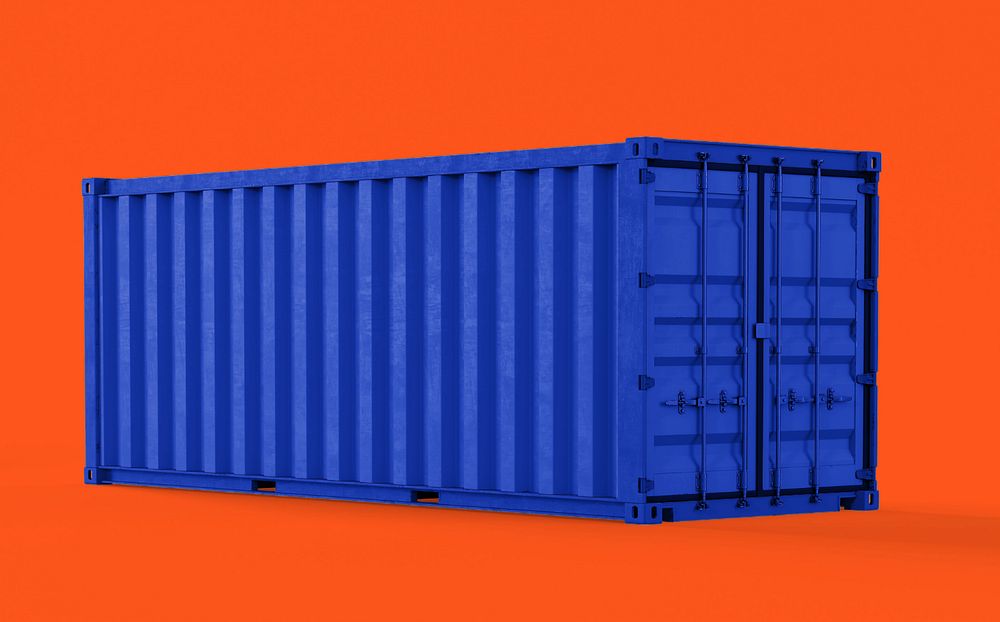 3D shipping container mockup, editable realistic cargo