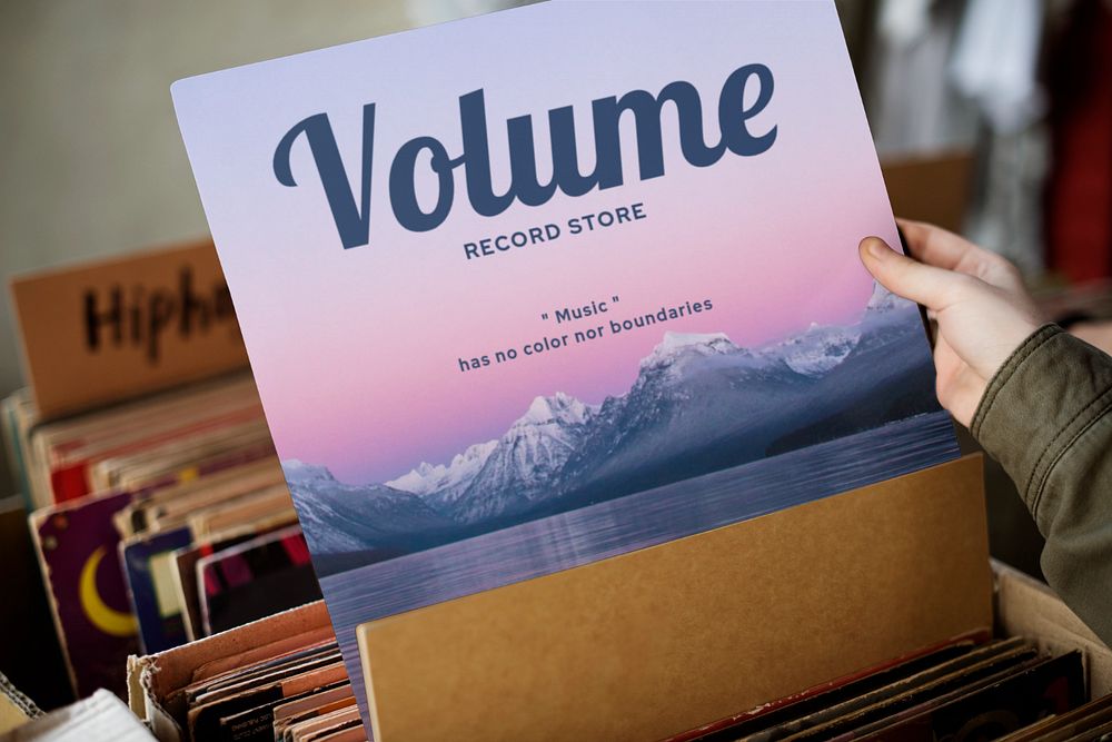 Vinyl cover mockup, editable design