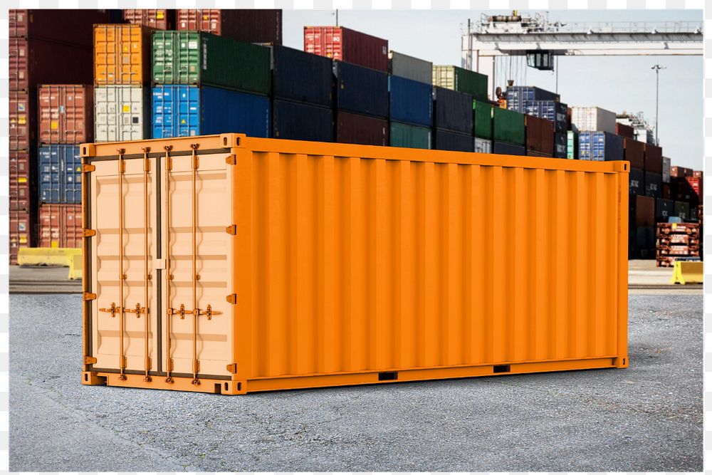 Editable 3D shipping container mockup, realistic cargo