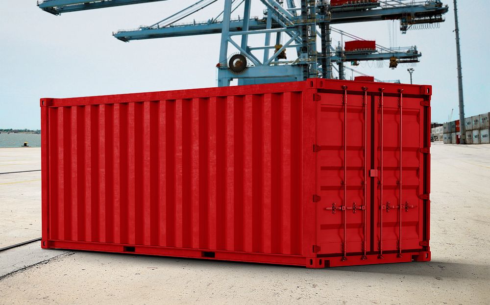 Editable 3D shipping container mockup, realistic cargo