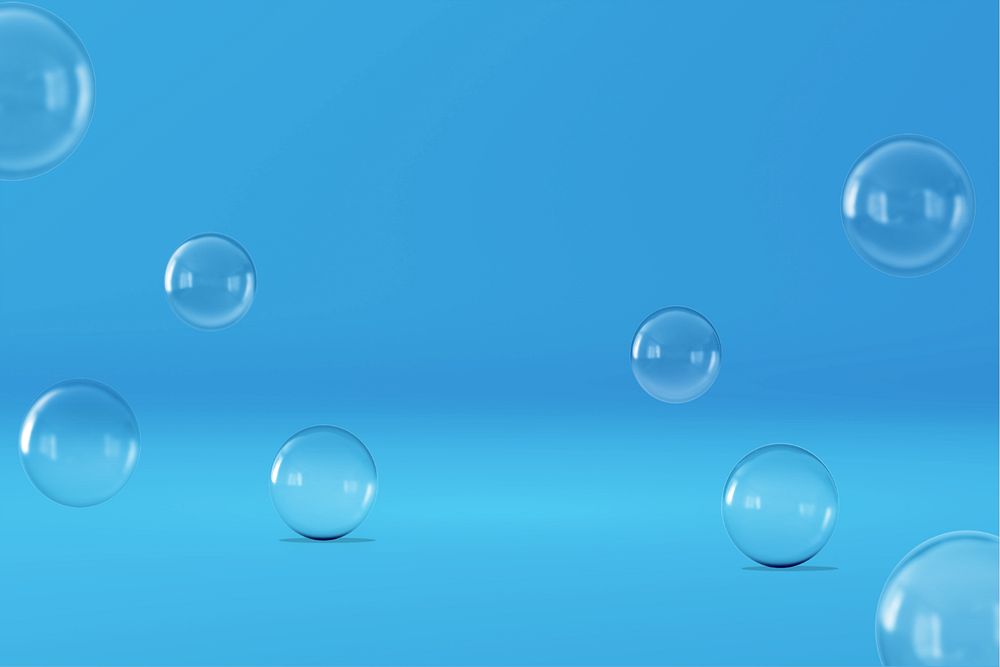 Blue bubbles product background mockup, 3D, editable design