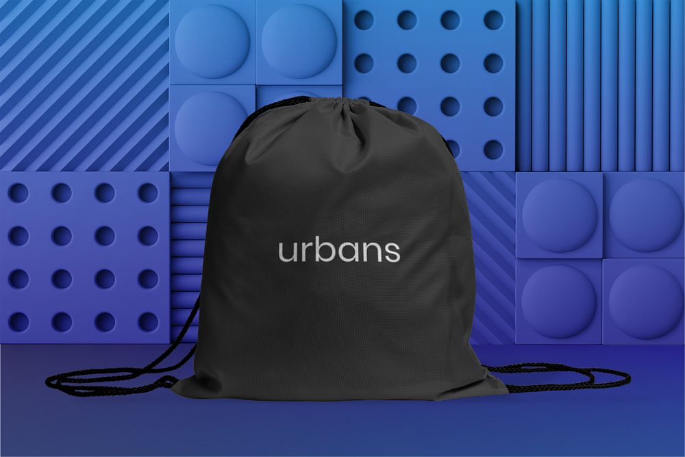 Drawstring bag mockup, sporty product, editable design