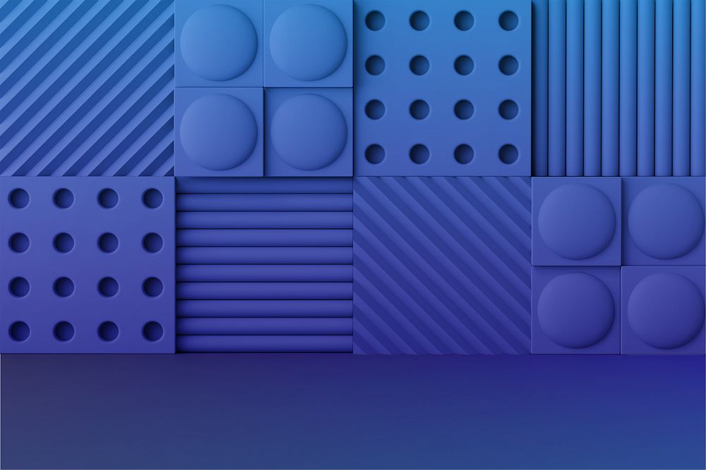 Abstract wall product backdrop mockup, 3D blue, editable design