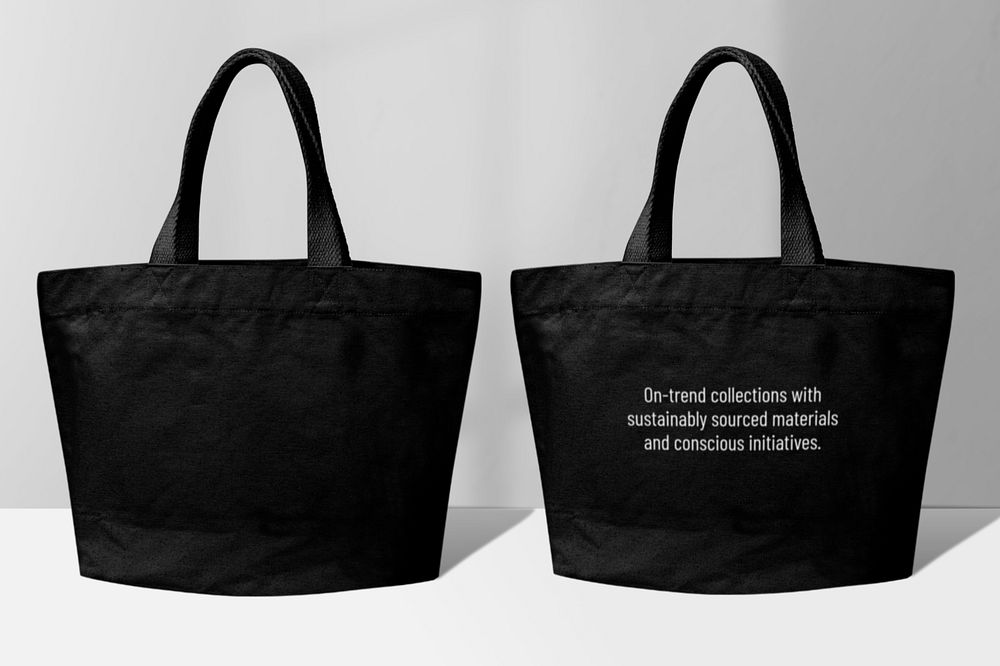 Black canvas bag mockups, editable eco product