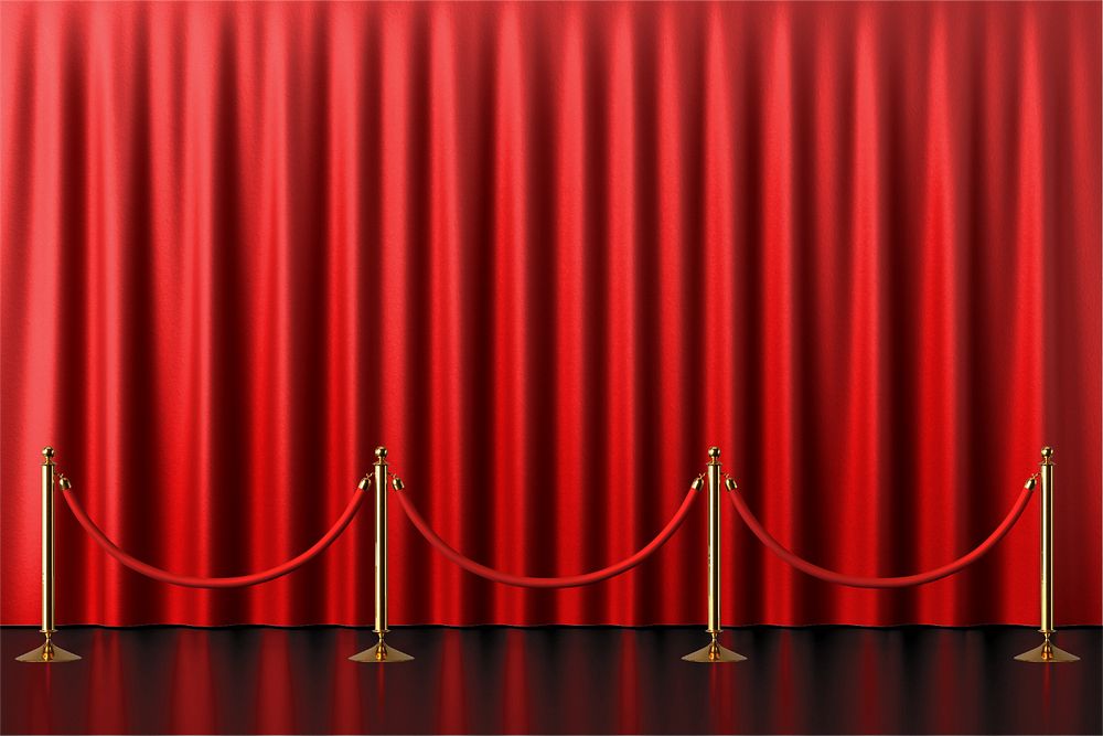 Red curtains product background mockup, editable design