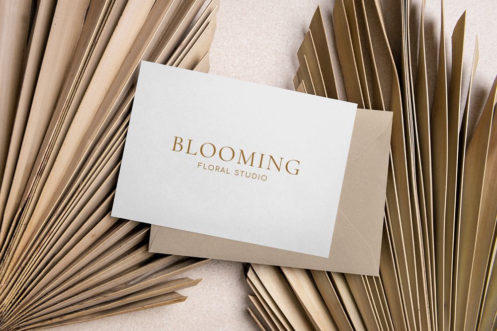 Floral business card mockup, editable design