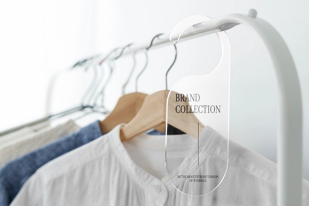 Plastic tag hanger mockup, customizable design