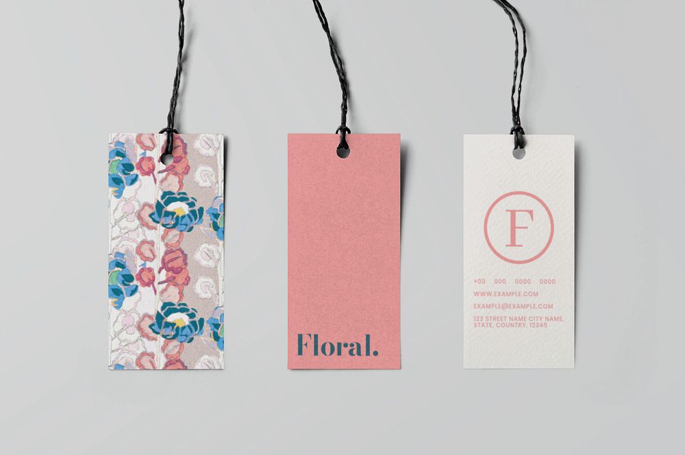 Clothing tag mockup, editable floral design