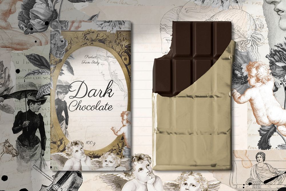 Chocolate bar mockup, customizable food packaging