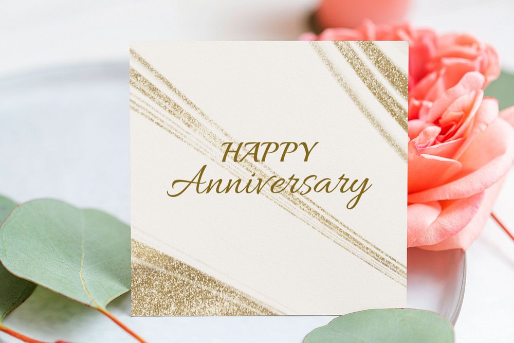 Happy anniversary invitation card mockup, editable design