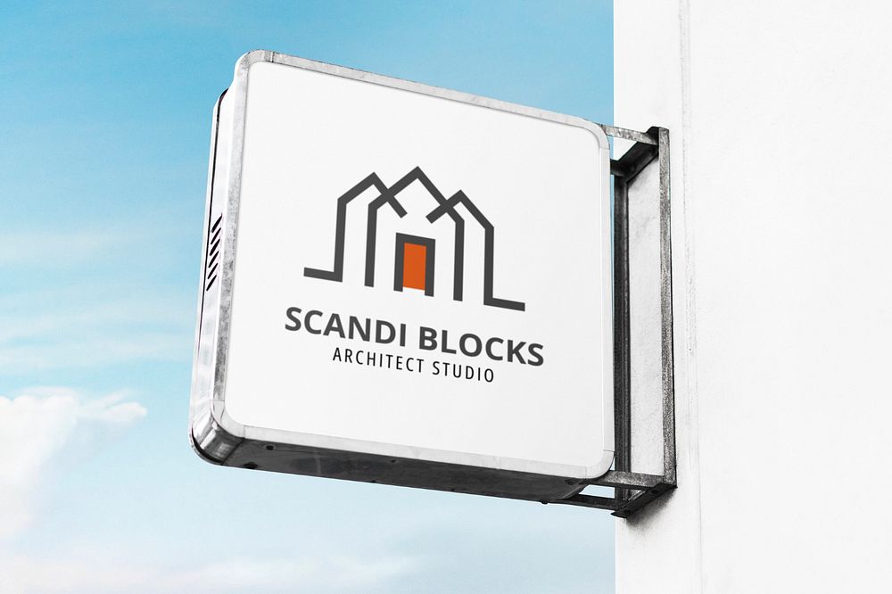 Square hanging sign mockup, editable design